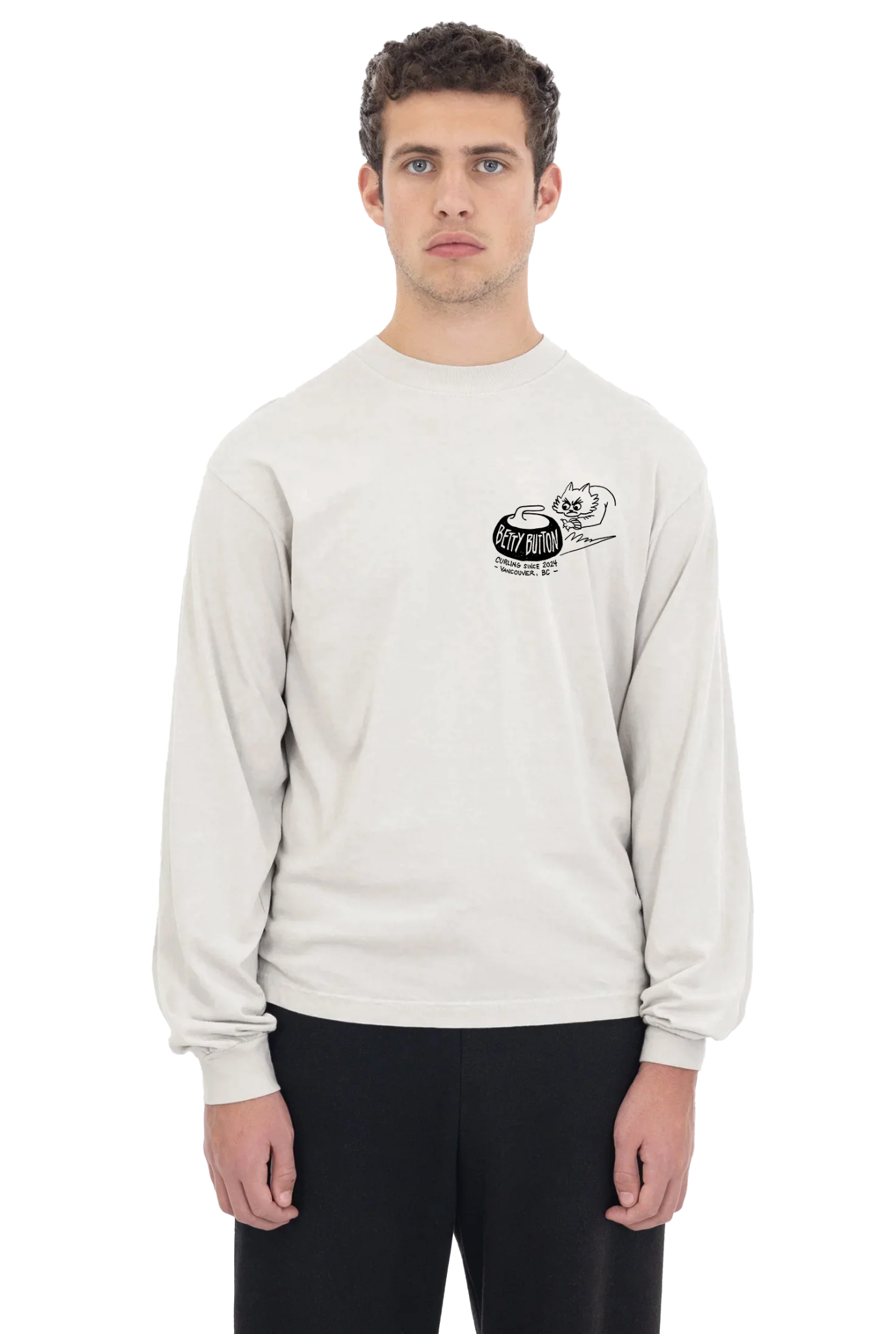 Long-sleeve T-shirt in Cement, front
